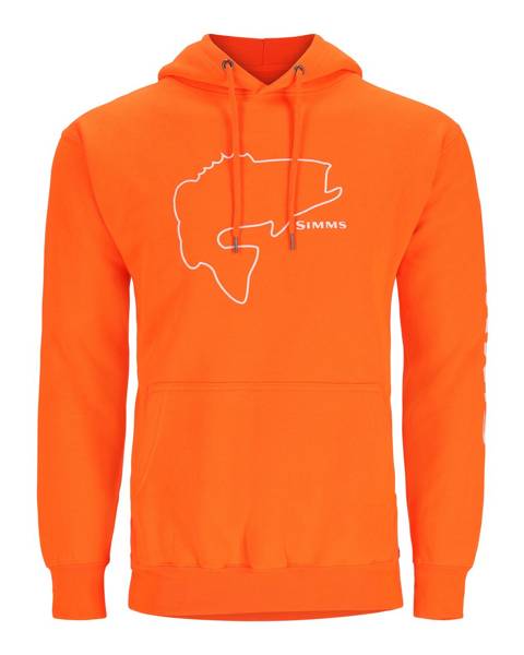 Simms Bass Outline Hoody Neon Orange XL XL, Categories \ Fly Fishing  Clothing \ Shirts, t-shirt, hoodies