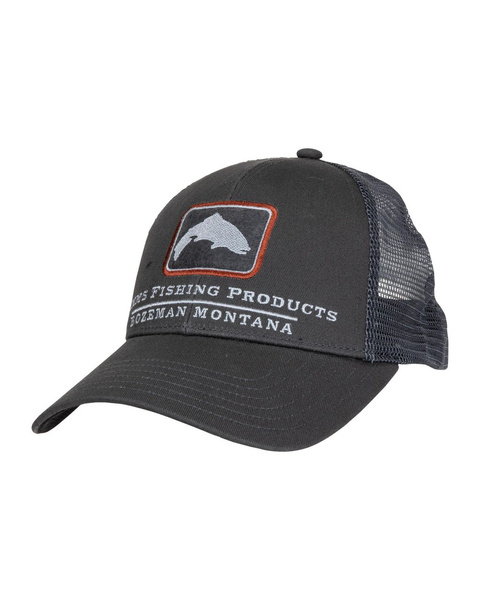 Simms Trout Icon Trucker Carbon - Small Fit, Categories \ Fly Fishing  Clothing \ Cups, Hats