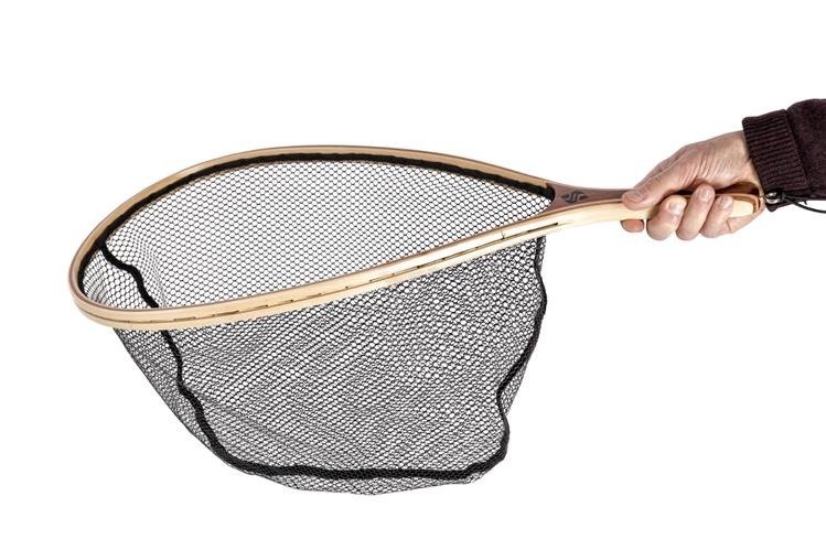 Snowbee NEW WOODEN FRAME TROUT NET WITH RUBBER MESH - FRAME 35 x 23 cms  35x23cm, Categories \ Accessories \ Flyfishing Nets