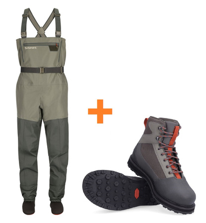 Simms Outfits Triubutary Stockingfoot Basalt + Tributary Boot Basalt Rubber