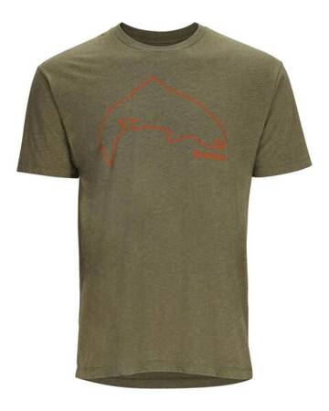 Simms Trout Outline T-Shirt Military Heather XL