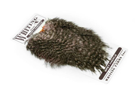 Whiting Spey Hackle Hen Saddle Grizzly dyed Shell Pink