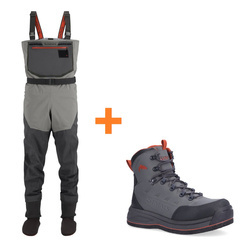 Simms Zestaw Freestone Stockingfoot Smoke + Freestone Boot Gunmetal Felt - TEST