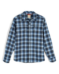 Simms Gallatin Flannel Shirt Kennebec Plaid: Steel Blue