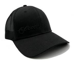 Scott All Black out Mesh Hat with Black 3d Script