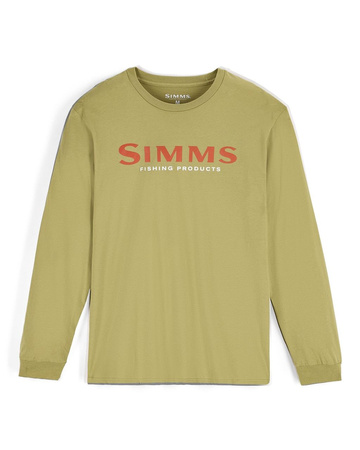 Simms Logo Shirt LS Tent Green - bawełniana koszulka z długim rękawem