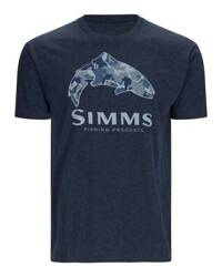 Simms Trout Regiment Camo Fill T-Shirt Navy Heather XL