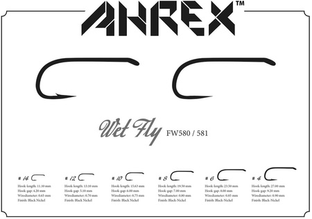 Ahrex FW581 Wet Fly Hook Barbless - haczyki muchowe