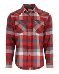 Simms Santee Flannel Shirt Auburn Red/Slate Buffalo Check