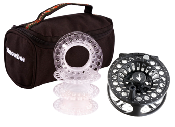 Snowbee SPECTRE CASSETTE FLY REEL #7/8 - BLACK + 3 SPARE SPOOL + REEL BAG