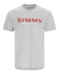 Simms Logo T-Shirt Grey Heather Crimson - koszulka wędkarska
