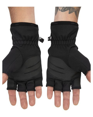 Simms Freestone Half Finger Black - rękawice wędkarskie polarowe z odkrytymi palcami