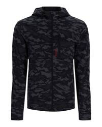 Simms CX Hoody Full Zip Ghost Camo Black - bluza wędkarska rozpinana typu softshell