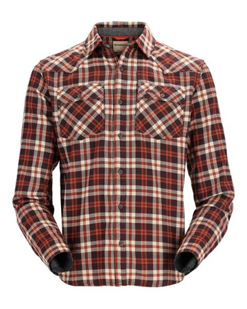 Simms Santee Flannel Maghoany/Tan Camp Plaid - koszula flanelowa z bawełny organicznej