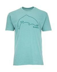 Simms Trout Outline T-Shirt Oil Blue Heather - koszulka wędkarska