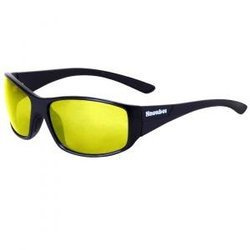 Snwobee WRAP-AROUND FULL FRAME SUNGLASSES - BLACK/GREY - YELLOW UNPOLARISED LENS