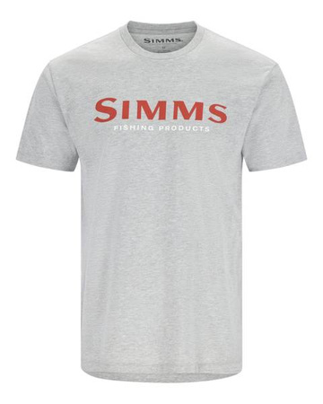 Simms Logo T-Shirt Grey Heather Crimson - koszulka wędkarska