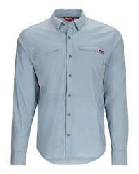 Simms BugStopper Shirt Plaid Steel Blue L