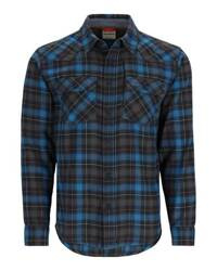 Simms Santee Flannel Shirt Black/Br.Blue Pane Ombre - koszula flanelowa z bawełny organicznej