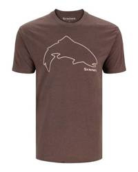 Simms Trout Outline T-Shirt Brown Heather XL