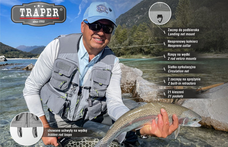 Traper Fly Vest Montana Cool Grey L