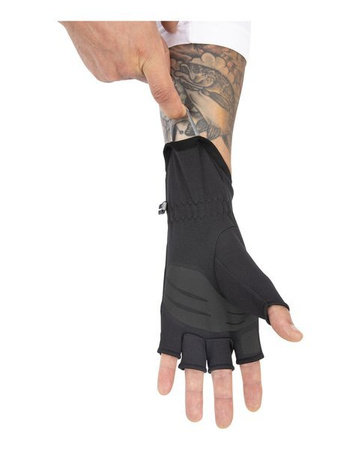Simms Freestone Half Finger Black - rękawice wędkarskie polarowe z odkrytymi palcami