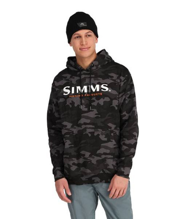 Simms Logo Hoody Woodland Camo Carbon - bluza wędkarska z kapturem