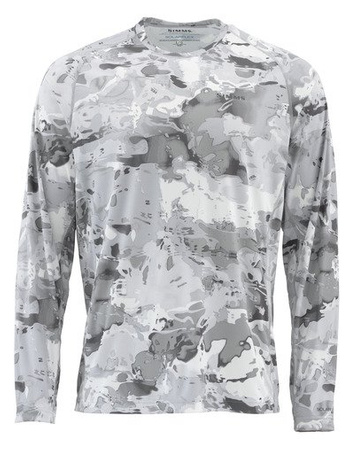 Simms Solarflex Crewneck Prints Cloud Camo Grey - koszulka wędkarska z filtrem UV