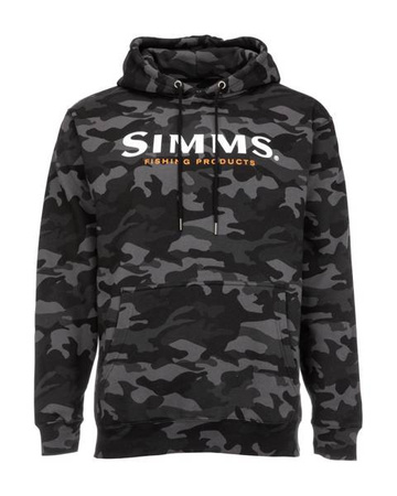 Simms Logo Hoody Woodland Camo Carbon - bluza wędkarska z kapturem