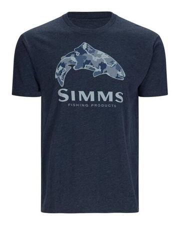 Simms Trout Regiment Camo Fill T-Shirt Navy Heather - koszulka wędkarska