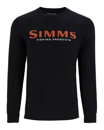 Simms Logo Shirt LS Jet Black - bawełniana koszulka z długim rękawem