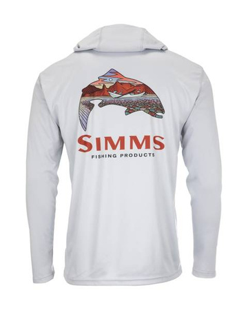 Simms Tech Hoody - Artist Series Trout Logo Flame/Sterling - koszulka wędkarska z kapturem i ochroną przed UV