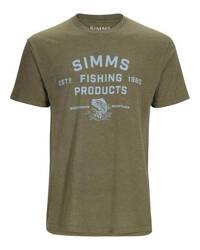 Simms Stacked Logo Bass T-Shirt Military Heather M
